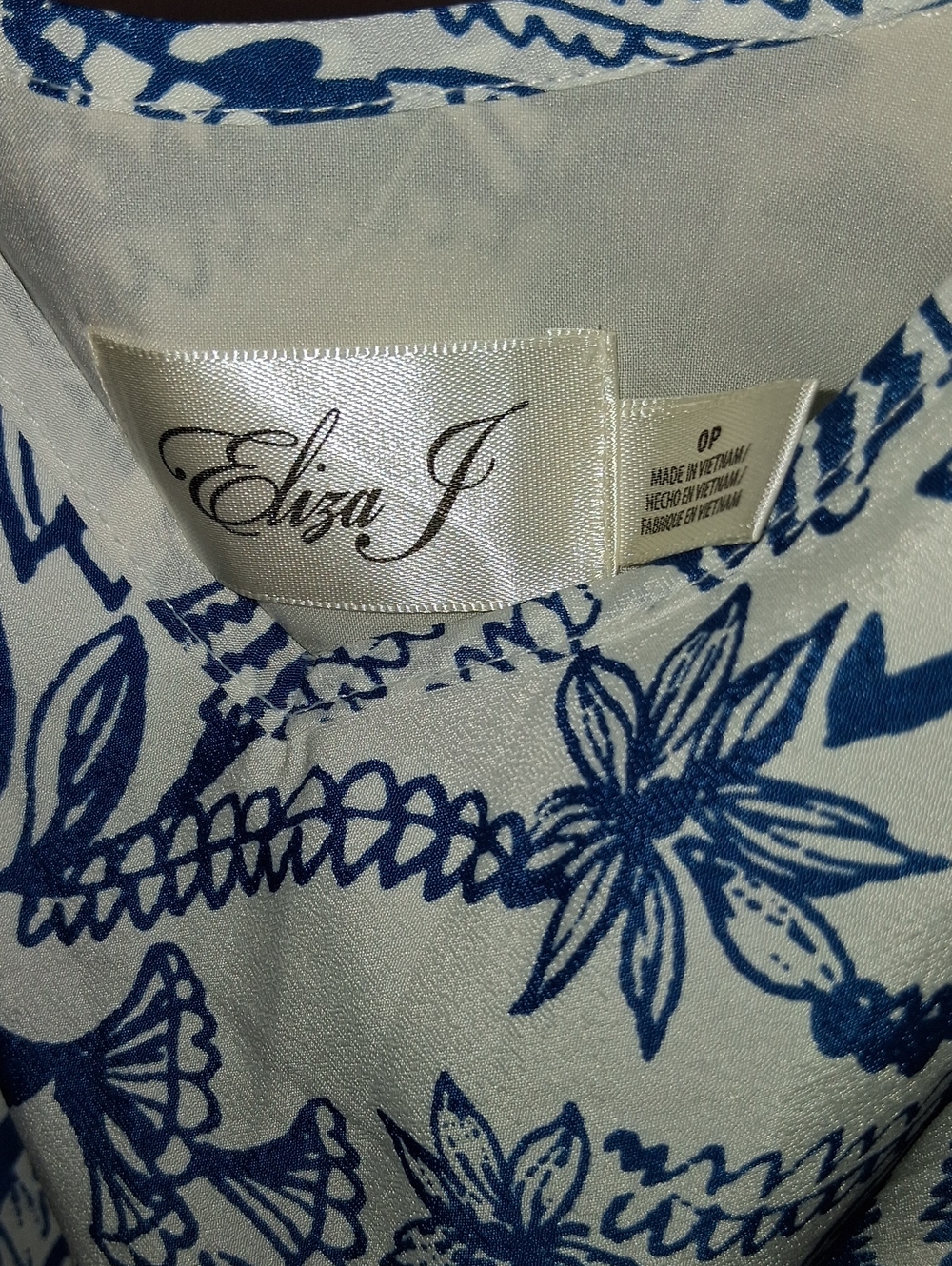 Eliza J White and Navy Floral Print Dress